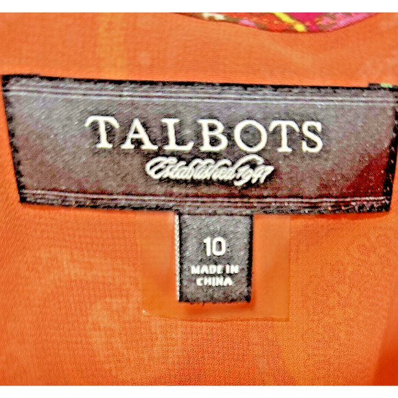 Vintage Talbots Silk Maxi Skirt Size 10 Pink Orange Yellow Paisley Lined Luxury - Picture 7 of 8